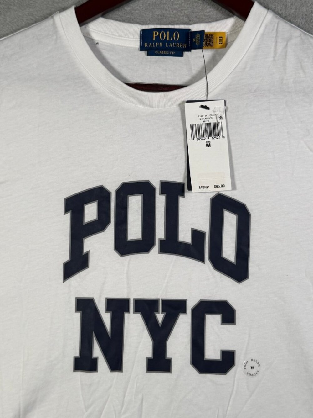 Polo Ralph Lauren T Shirt Mens M White NYC Spellout Graphic Classic Fit $65